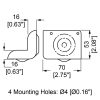 Penn Elcom C1335K technische tekening met maatvoering en montagegaten
