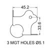 Penn Elcom C1343Z technische tekening met maatvoering en montagegaten
