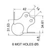 Penn Elcom C1345Z technische tekening met maatvoering en montagegaten
