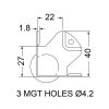 Penn Elcom C1347Z technische tekening met maatvoering en montagegaten