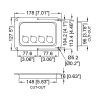 Penn Elcom D024Z technische tekening met maatvoering en montagegaten