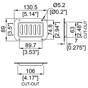Penn Elcom D0516/07Z technische tekening met maatvoering en montagegaten