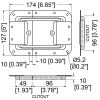 Penn Elcom D0554Z technische tekening met maatvoering en montagegaten