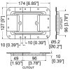 Penn Elcom D0558Z technische tekening met maatvoering en montagegaten