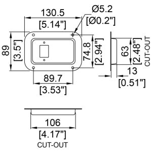 Penn Elcom D0941-10Z technische tekening met maatvoering en montagegaten