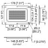 Penn Elcom D2101Z-04 technische tekening met maatvoering en montagegaten