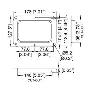 Penn Elcom D2101Z technische tekening met maatvoering