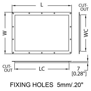 Penn Elcom D2115Z technische tekening met maatvoering