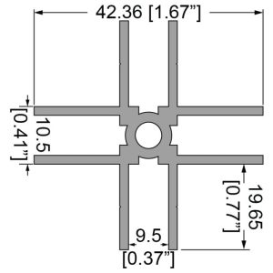 Penn Elcom E4009-2M technische tekening met maatvoering