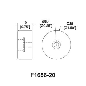 Penn Elcom F1686/20 technische tekening met maatvoering