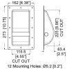 Penn Elcom H1070 technische tekening met inbouwuitsparing 115,5 × 225 mm