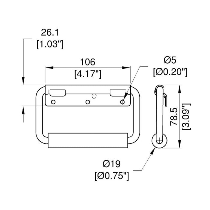 Penn Elcom H1078 technische tekening met maatvoering