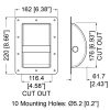 Penn Elcom H1105 technische tekening met inbouwuitsparing 116,4 × 176 mm