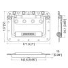 Penn Elcom H7165/10K technische tekening met uitsparing en bevestigingsgaten