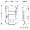 Penn Elcom LO-1648A-A-42c technische tekening 65,8 bij 43 mm