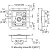 Penn Elcom L907/915PBZ – technische tekening, 102 × 105 mm en 13 mm diep, met 27 mm verzet