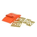 Penn Elcom M1475 messing sjabloonset met opbergmap en 50 mm letterhoogte