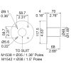 Penn Elcom M1538 en M1542 technische familietekening met flensmaat en boorpatroon