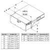Penn Elcom R2293 racklade - maattekening met hoogte- en dieptevarianten