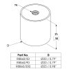 Penn Elcom R8860-serie maattekening, 50 kg-uitvoering diameter 20 mm